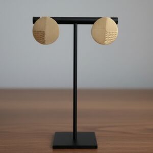 Aureus Argent Gold Circle Moon Stud Earrings NWT